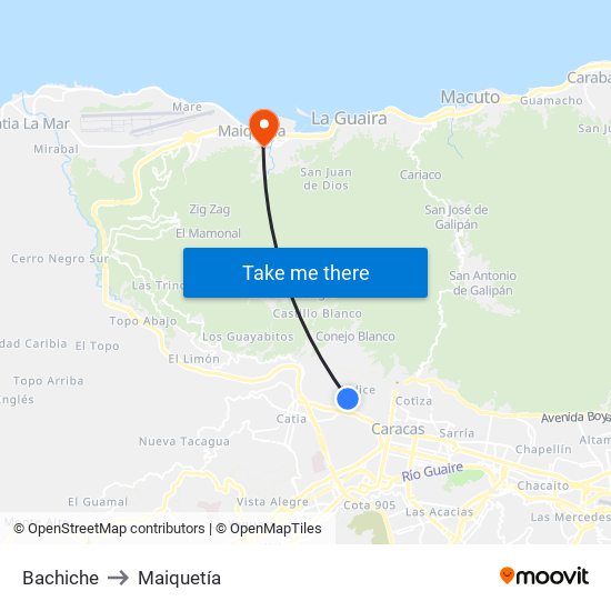 Bachiche to Maiquetía map