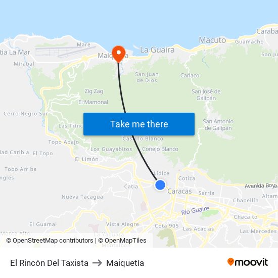 El Rincón Del Taxista to Maiquetía map