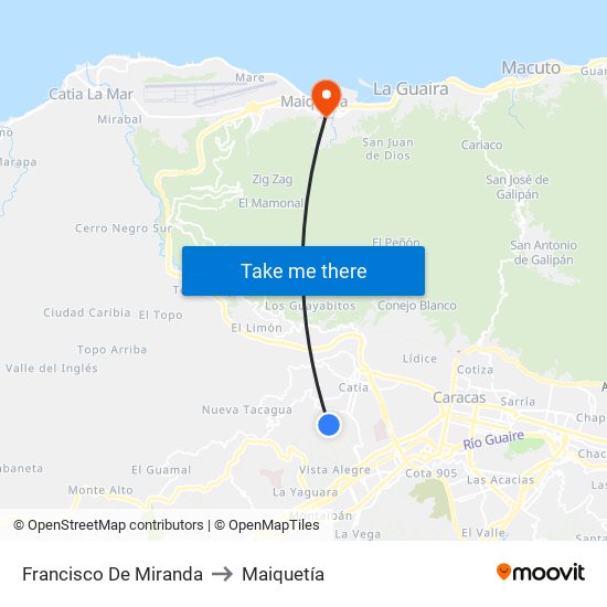 Francisco De Miranda to Maiquetía map