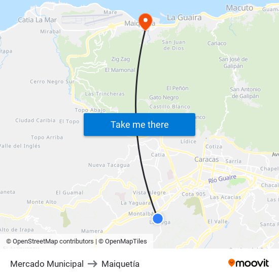 Mercado Municipal to Maiquetía map