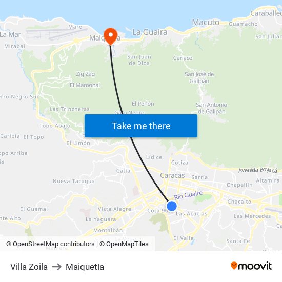 Villa Zoila to Maiquetía map