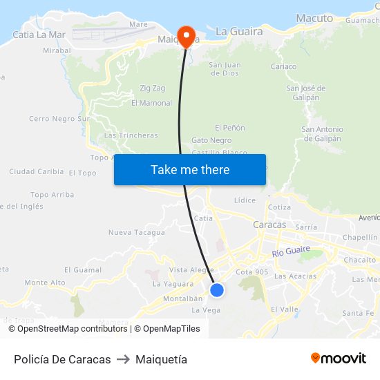 Policía De Caracas to Maiquetía map