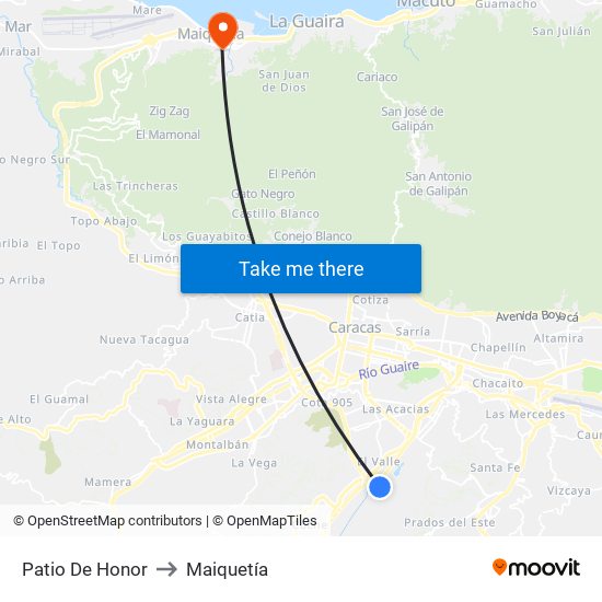 Patio De Honor to Maiquetía map