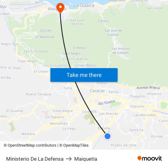 Ministerio De La Defensa to Maiquetía map