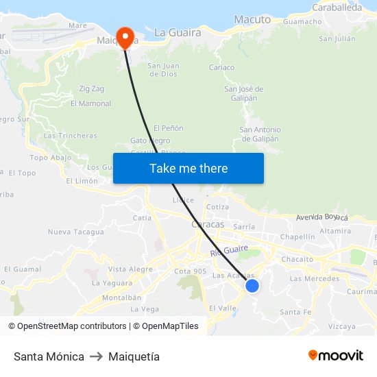 Santa Mónica to Maiquetía map