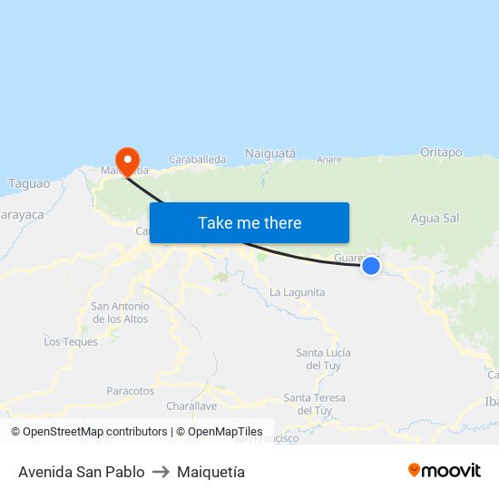 Avenida San Pablo to Maiquetía map