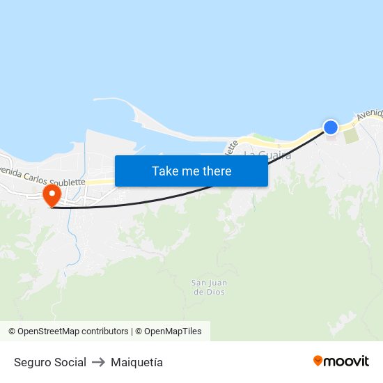 Seguro Social to Maiquetía map