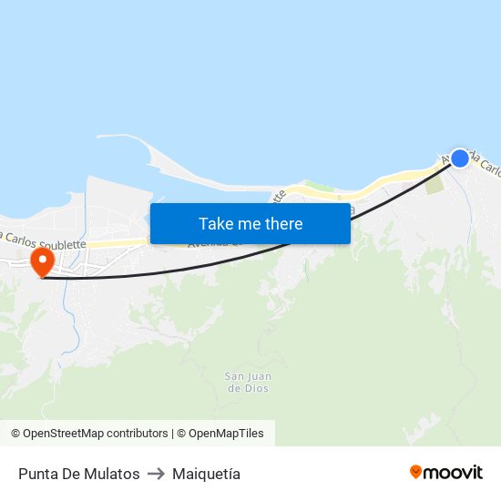 Punta De Mulatos to Maiquetía map