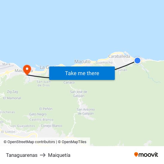 Tanaguarenas to Maiquetía map