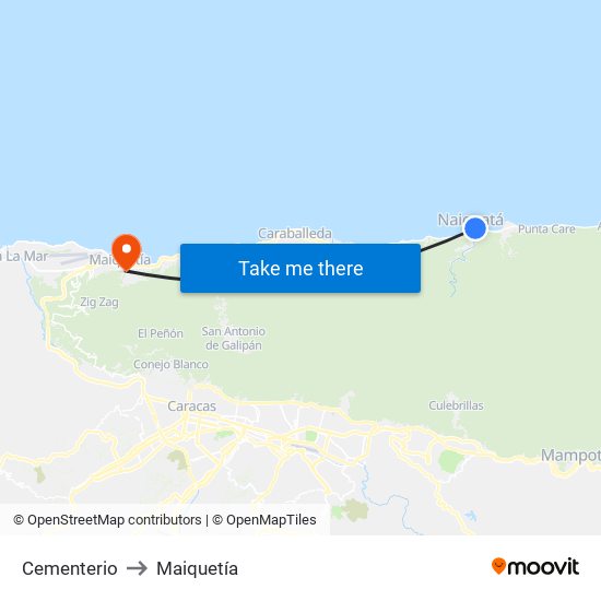 Cementerio to Maiquetía map