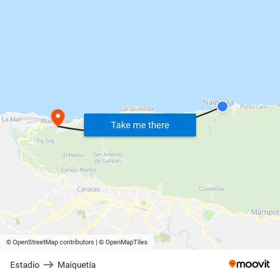 Estadio to Maiquetía map