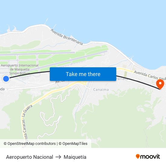 Aeropuerto Nacional to Maiquetía map