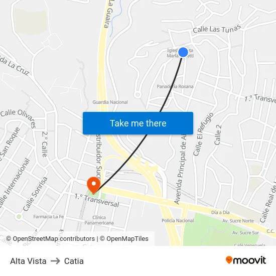 Alta Vista to Catia map