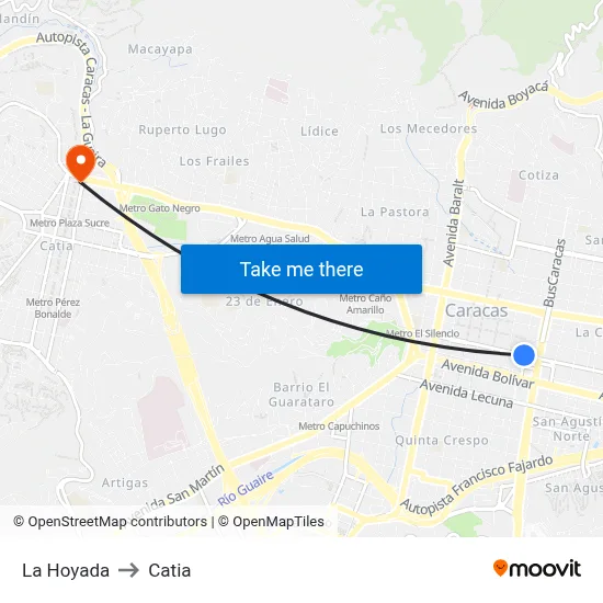 La Hoyada to Catia map