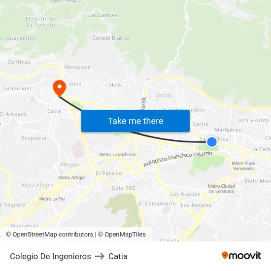 Colegio De Ingenieros to Catia map