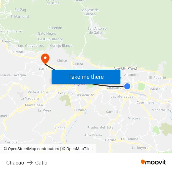 Chacao to Catia map
