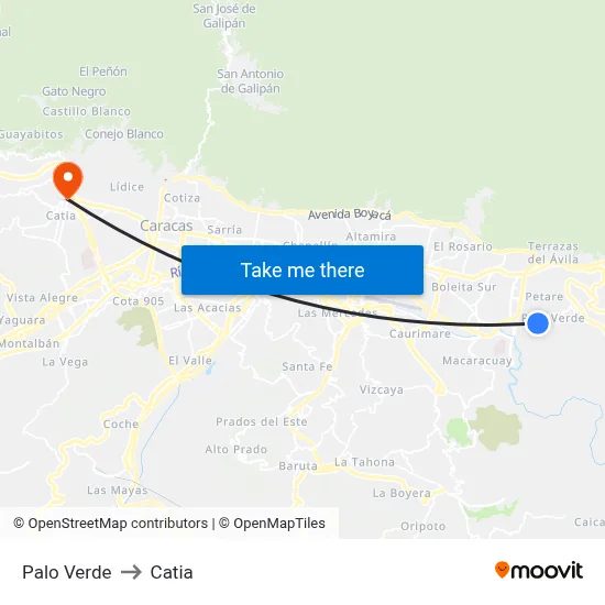 Palo Verde to Catia map