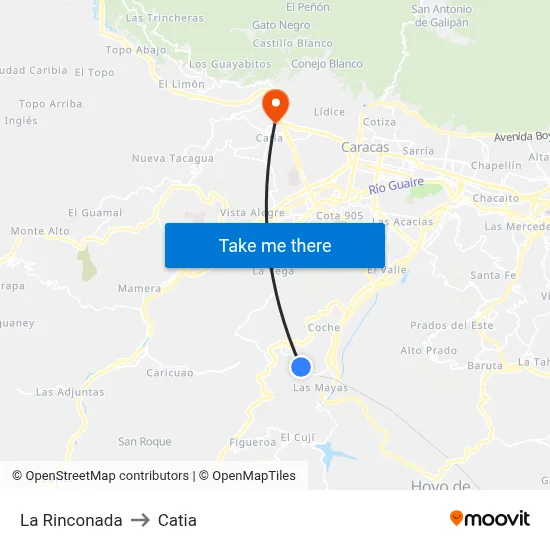 La Rinconada to Catia map