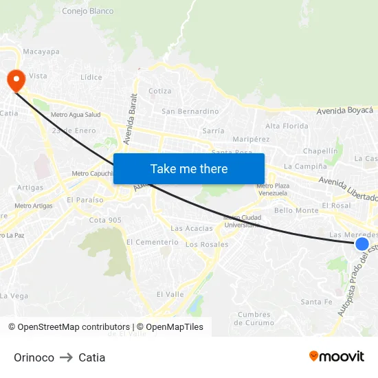 Orinoco to Catia map