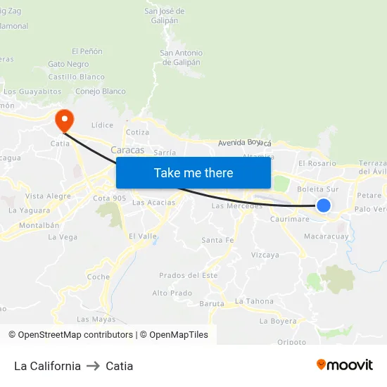 La California to Catia map