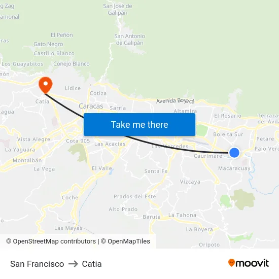 San Francisco to Catia map