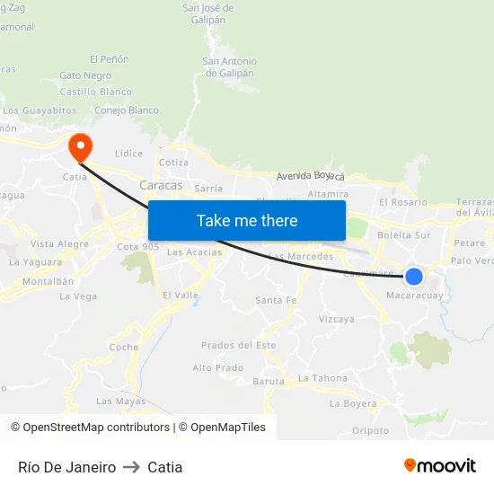 Río De Janeiro to Catia map