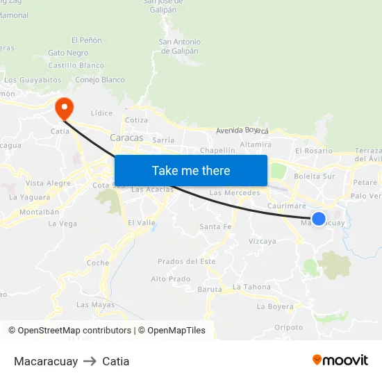Macaracuay to Catia map