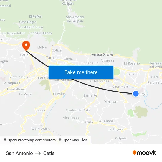 San Antonio to Catia map