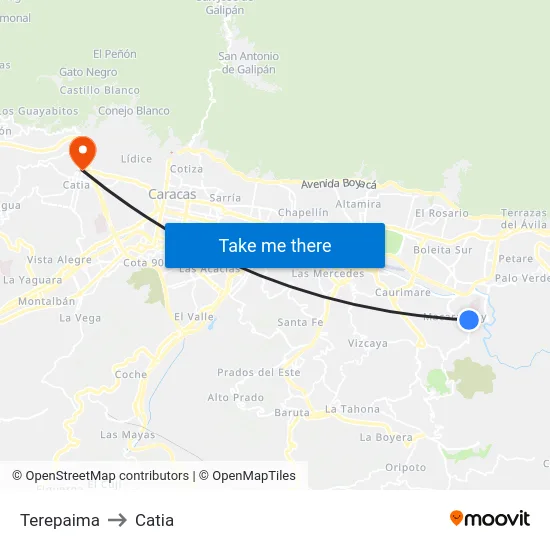 Terepaima to Catia map