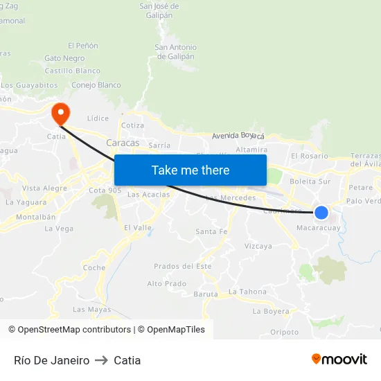 Río De Janeiro to Catia map