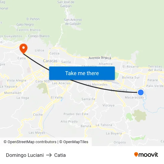 Domingo Luciani to Catia map