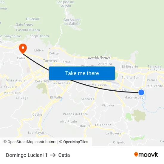 Domingo Luciani 1 to Catia map