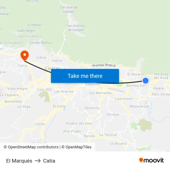 El Marqués to Catia map