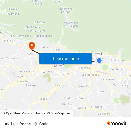 Av. Luis Roche to Catia map