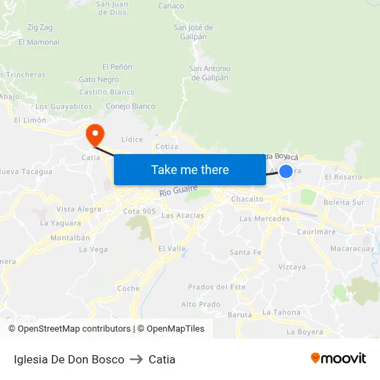 Iglesia De Don Bosco to Catia map