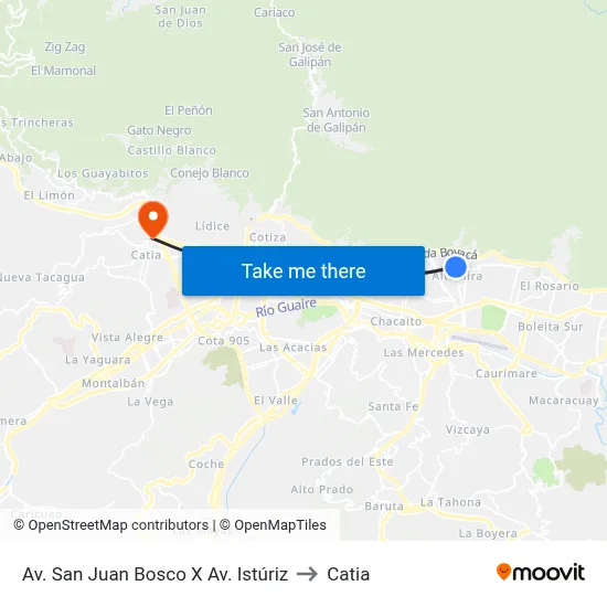 Av. San Juan Bosco X Av. Istúriz to Catia map