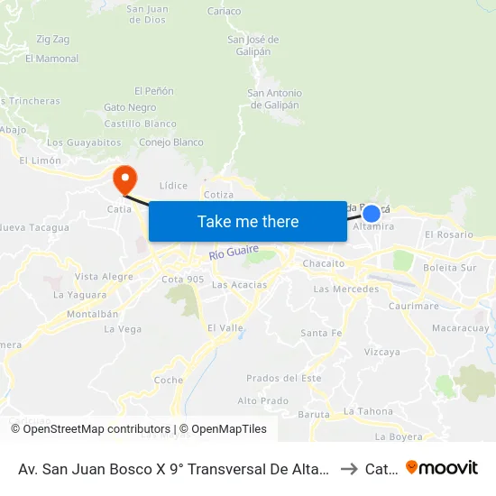 Av. San Juan Bosco X 9° Transversal De Altamira to Catia map