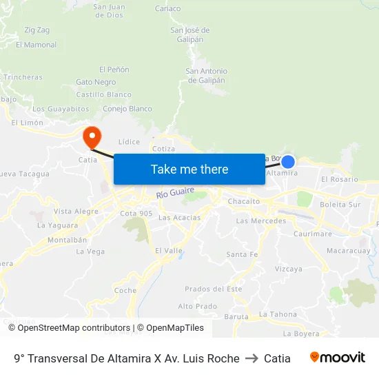 9° Transversal De Altamira X Av. Luis Roche to Catia map