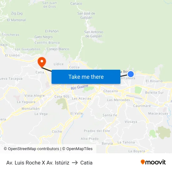 Av. Luis Roche X Av. Istúriz to Catia map