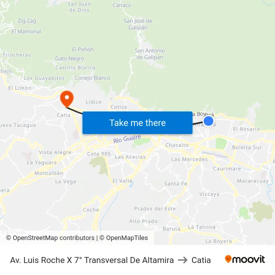 Av. Luis Roche X 7° Transversal De Altamira to Catia map