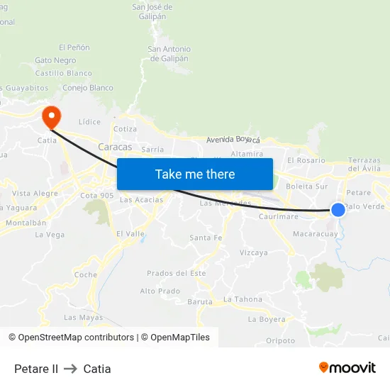 Petare II to Catia map