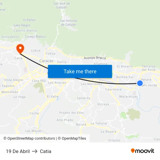 19 De Abril to Catia map