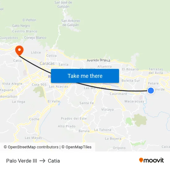 Palo Verde III to Catia map