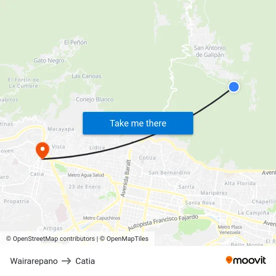 Wairarepano to Catia map