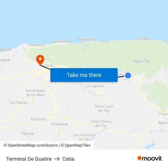 Terminal De Guatire to Catia map