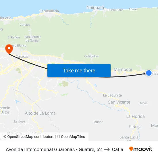 Avenida Intercomunal Guarenas - Guatire, 62 to Catia map