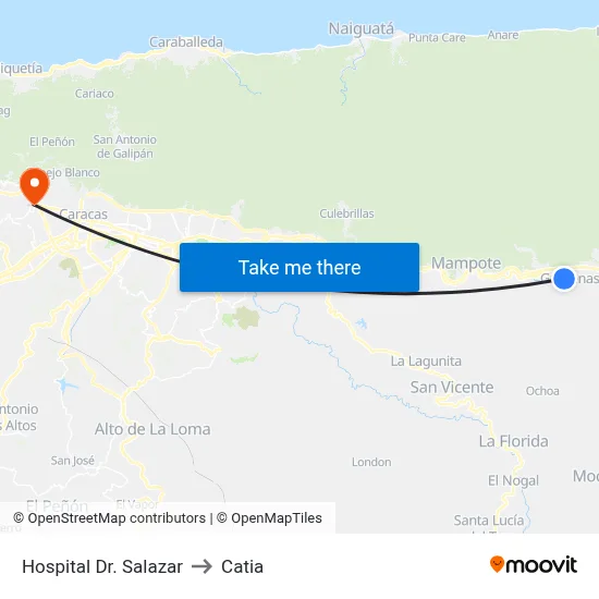 Hospital Dr. Salazar to Catia map