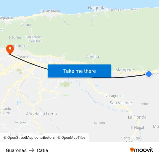 Guarenas to Catia map