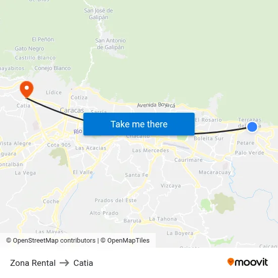 Zona Rental to Catia map