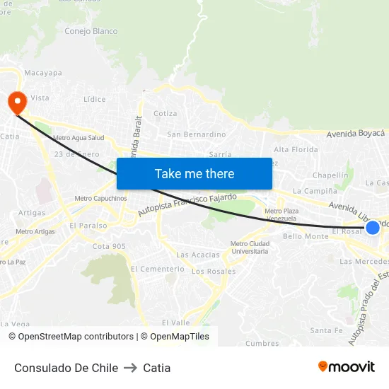 Consulado De Chile to Catia map